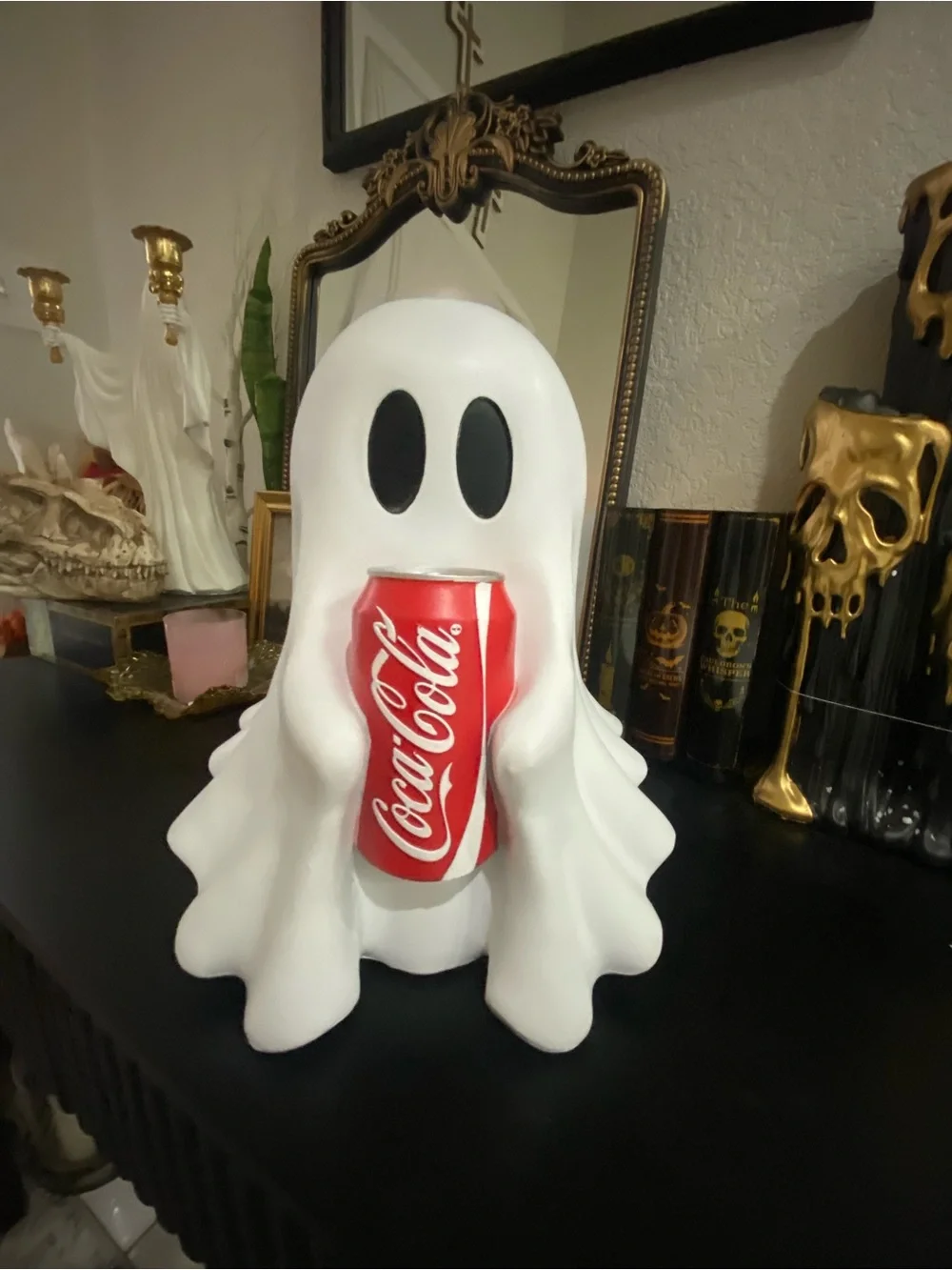 White Ghost coca-cola Can Holder - Decorative Beverage ghost Sculpture